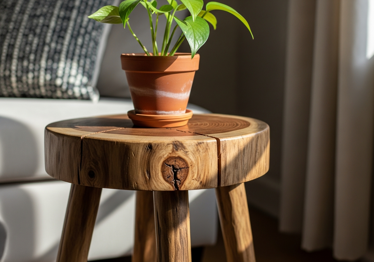Jak samodzielnie zrobić stołek z pnia drzewa – surowy akcent do salonu.